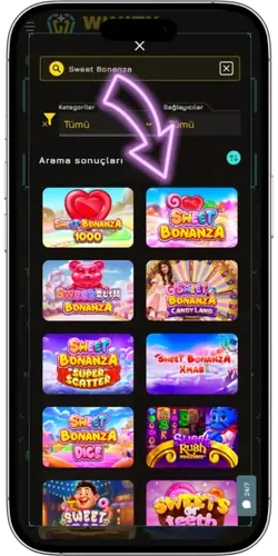 Sweet Bonanza slotunda bahis ayarlama ve spin butonunu gösteren oyun ekranı