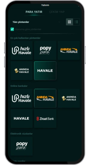 Para yatırma adımı ve cep bank ekranı