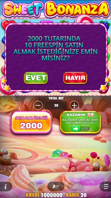 Sweet Bonanza bonus spinleri satın al