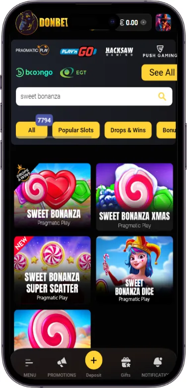 Game library and Sweet Bonanza icon