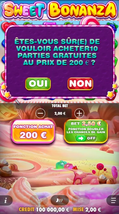 Achat de spins bonus Sweet Bonanza