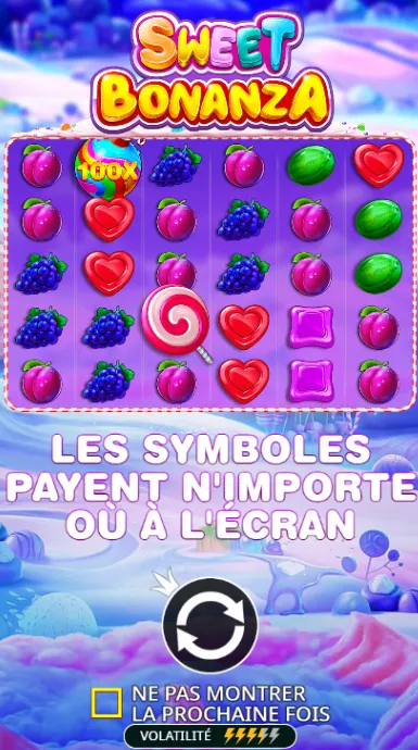 Interface d'accueil Sweet Bonanza