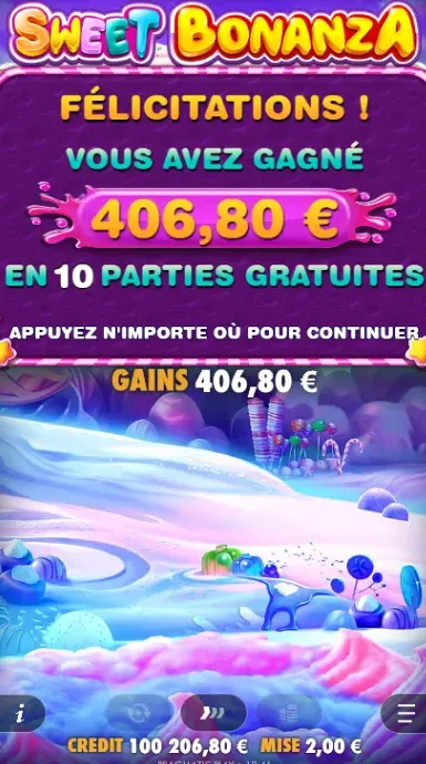 Écran final Sweet Bonanza