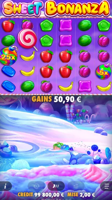 Multiplicateurs élevés Sweet Bonanza