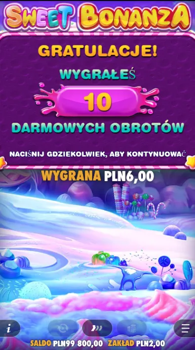 Początek rundy bonusowej w Sweet Bonanza