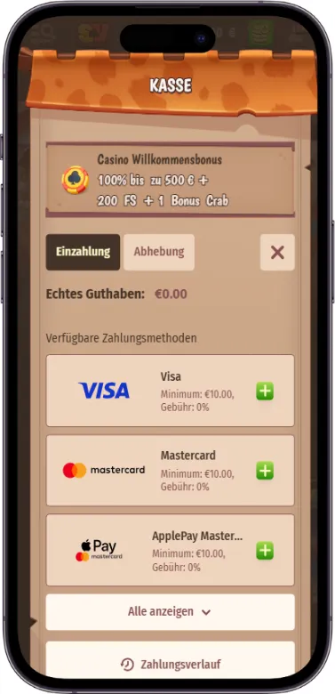 Einzahlungsschritt und Handy-Banking-Bildschirm