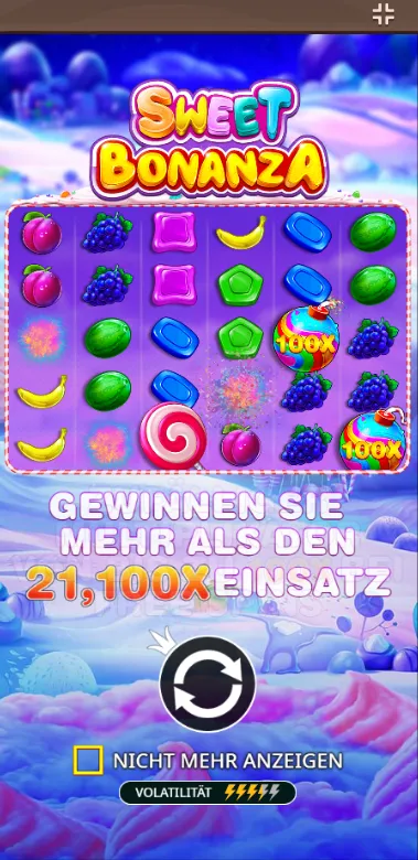 Sweet Bonanza Hauptspielbildschirm
