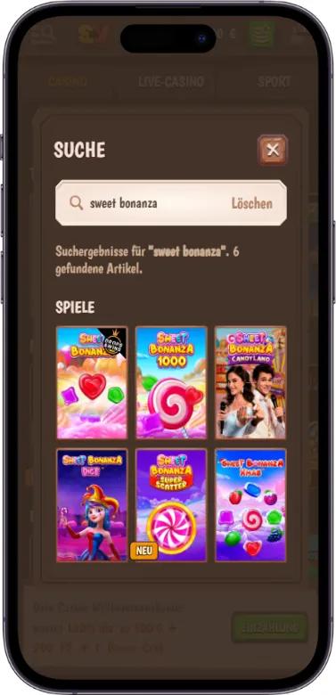 Spielbibliothek und Sweet Bonanza Symbol